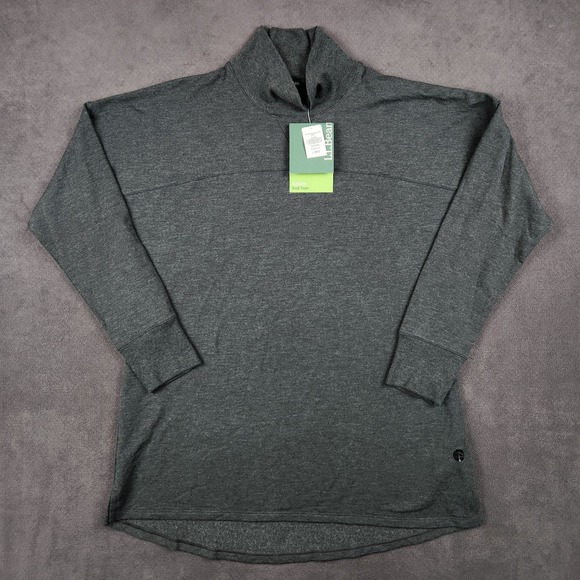 L.L.Bean Tops - LL Bean SoftFlex Mock Neck Pullover Womens Large Midnight Black Heather Soft NEW